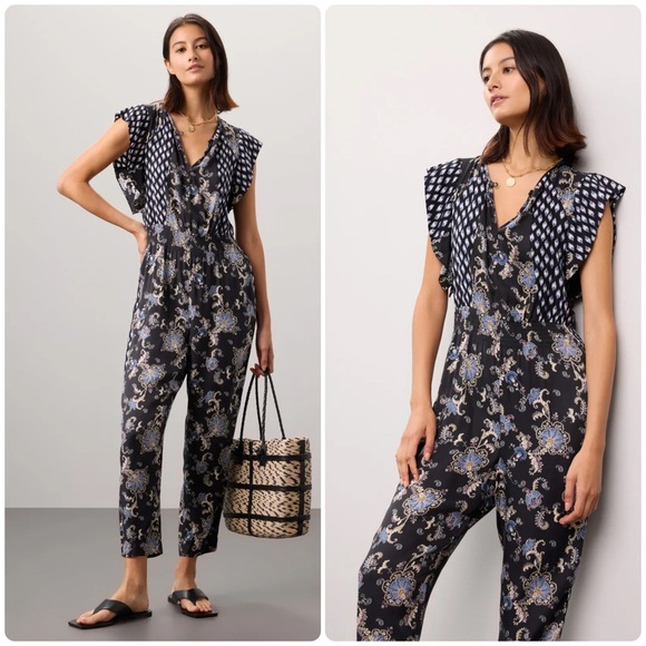 New! Rebecca Taylor Sleeveless Paisley Silk-Blend Jumpsuit 🖤 Size 2 NWT! - Picture 1 of 14
